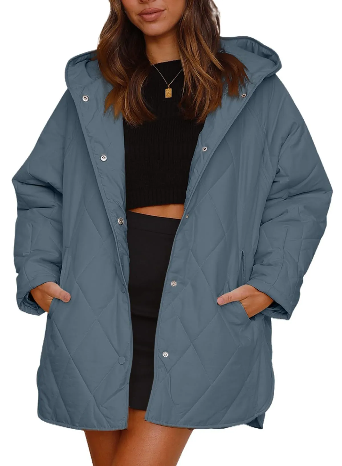 Lightweight women's jacket with quilted hood and hood