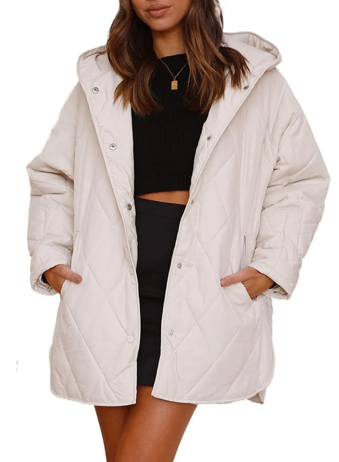 Lightweight women's jacket with quilted hood and hood