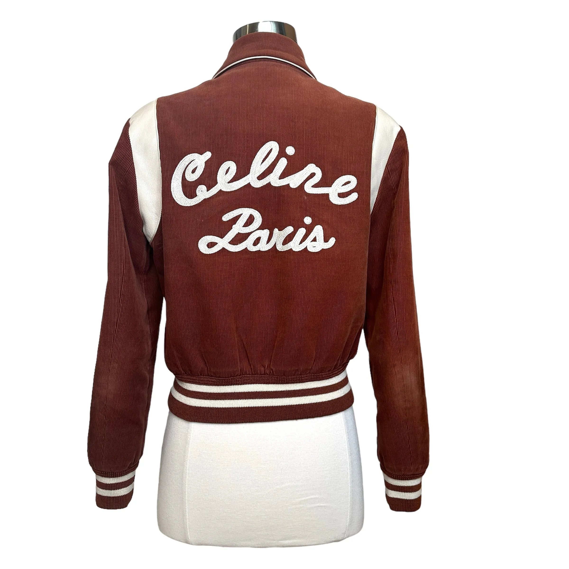 Logo Corduroy & Leather Bomber Jacket - XS