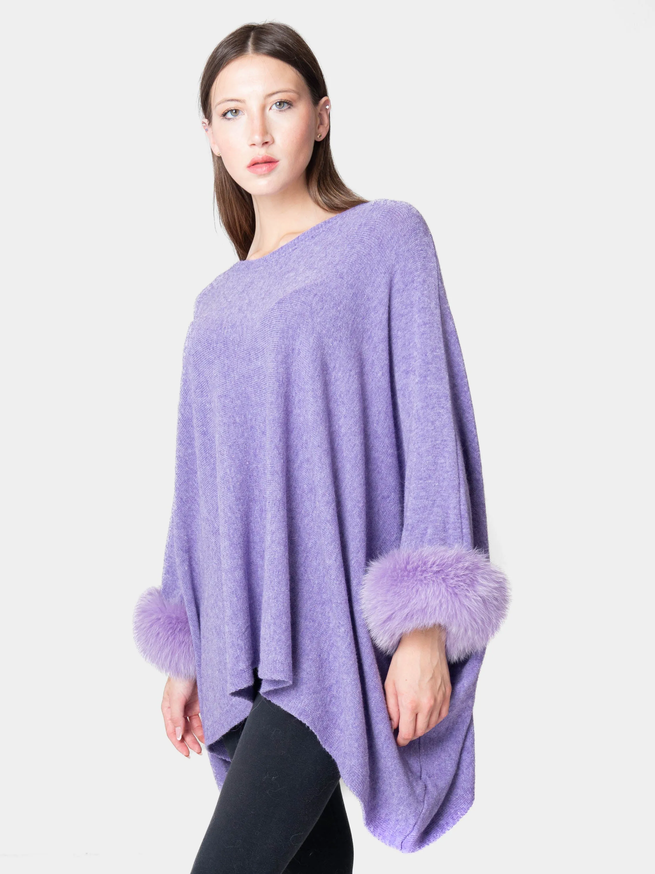 London-Poncho with hair on the Lavender wrists