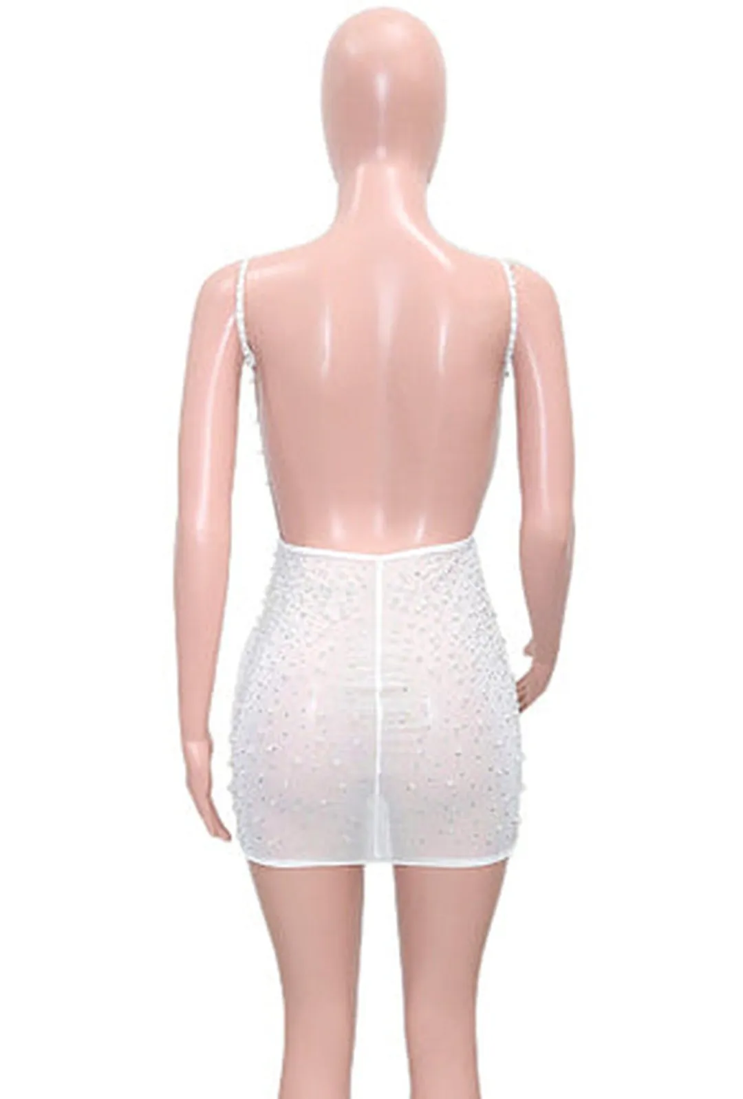 MATY - SHEER BEADED MINI KNIT DRESS