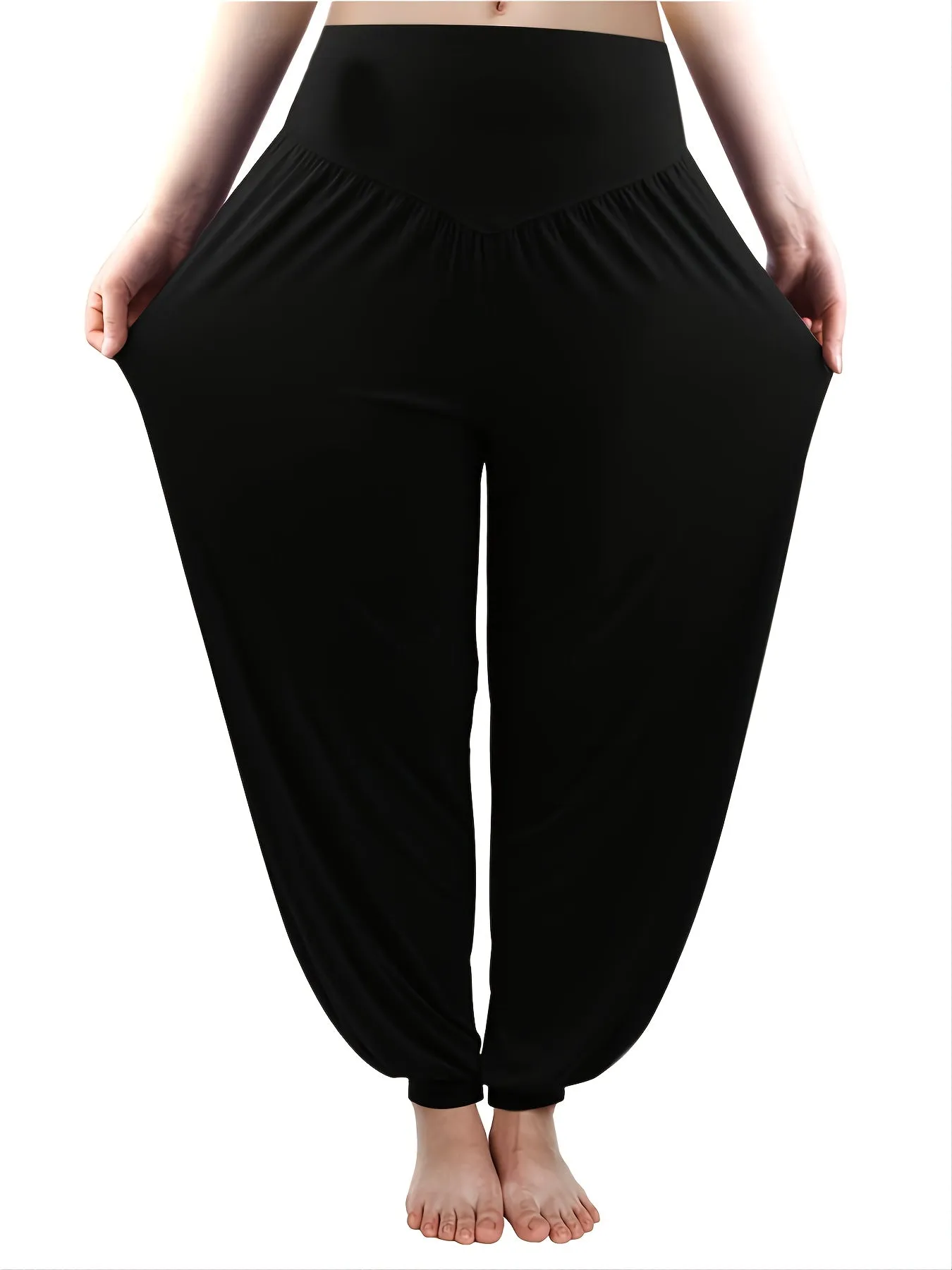 Medium Stretch High Waist Solid Joggers for Women, Lounge, Yoga, Dance Baggy Pants