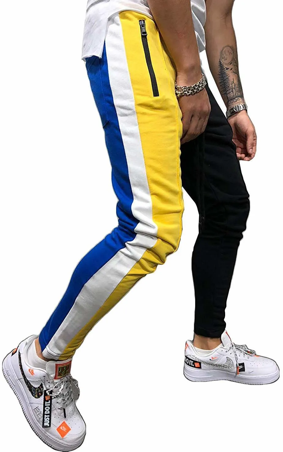 Men Embellished Blue/Black/Yellow Track Pants (Pack of 1)