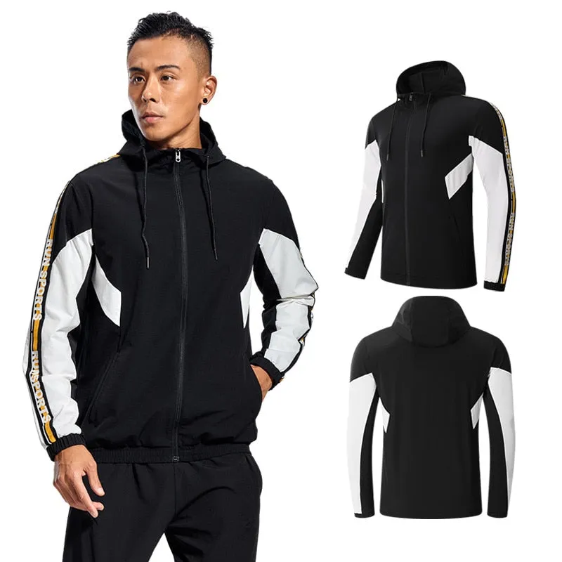 Men Running Sport Jacket Gym Fitness Hoodies Male Sportswear Workout Coat Jogging Hooded Shirt Outdoor Sweatshirt MMA Dry Fit