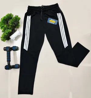 Men Striped Black Sports Track Pants (Pack of 1)