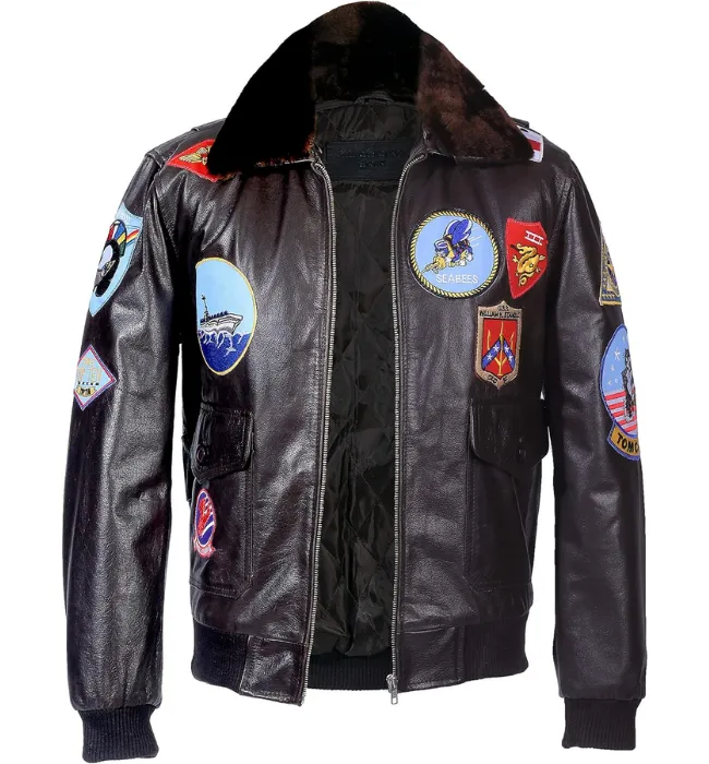 Men's Classic Top Gun Inspired Navy G-1 Leather Flight Jacket