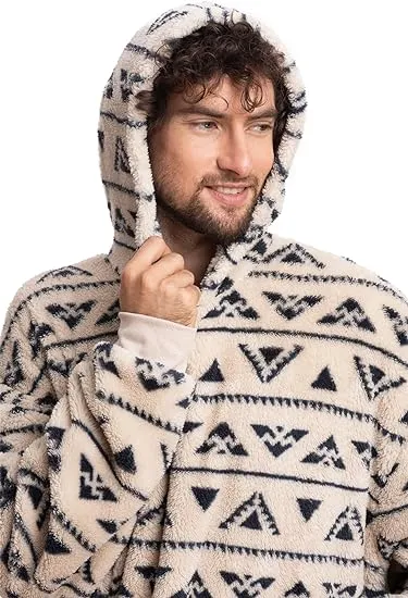 Men's Off White Ultimate Sherpa Blanket Hoodie - The Epitome of Cozy Loungewear