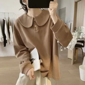 METAVERSMALL Doll collar sweater women's New spring and autumn new loose and thin trend campus wind cotton age-reducing top outer wear