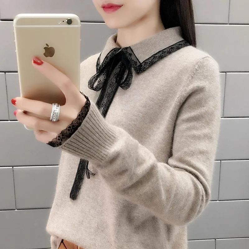 METAVERSMALL New new women's autumn clothing with long-sleeved knitted sweater with a very fairy base, Korean version of loose foreign style top