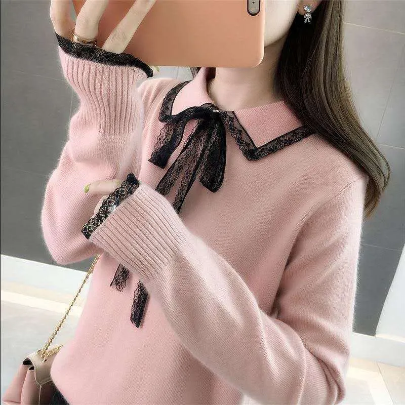 METAVERSMALL New new women's autumn clothing with long-sleeved knitted sweater with a very fairy base, Korean version of loose foreign style top