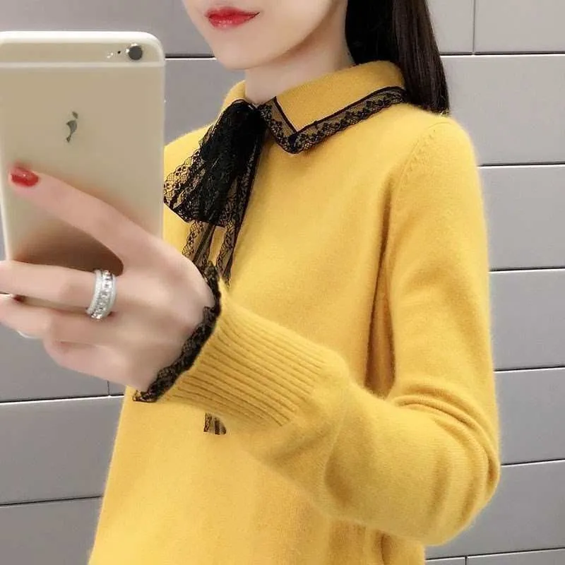 METAVERSMALL New new women's autumn clothing with long-sleeved knitted sweater with a very fairy base, Korean version of loose foreign style top