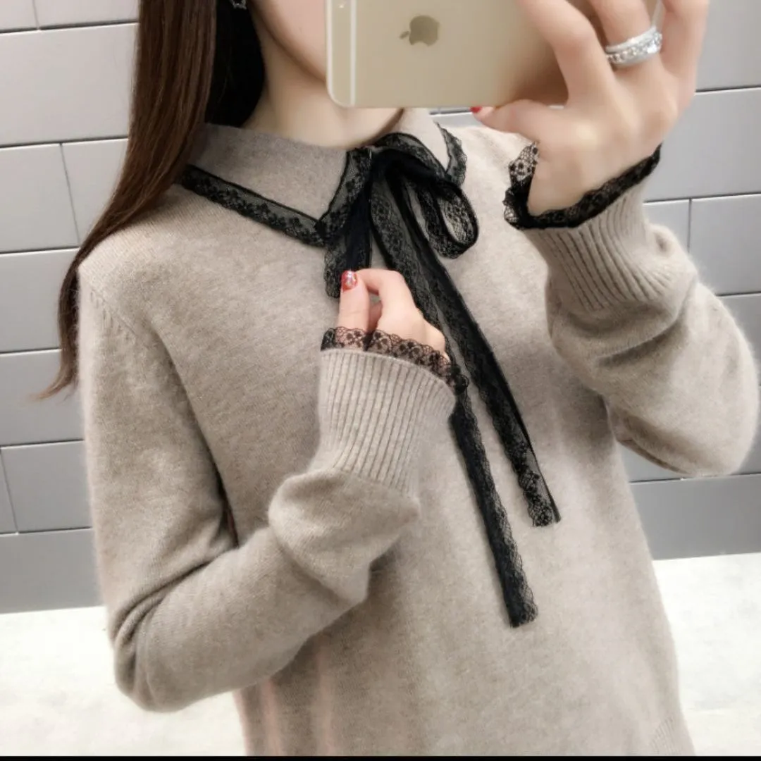 METAVERSMALL New new women's autumn clothing with long-sleeved knitted sweater with a very fairy base, Korean version of loose foreign style top