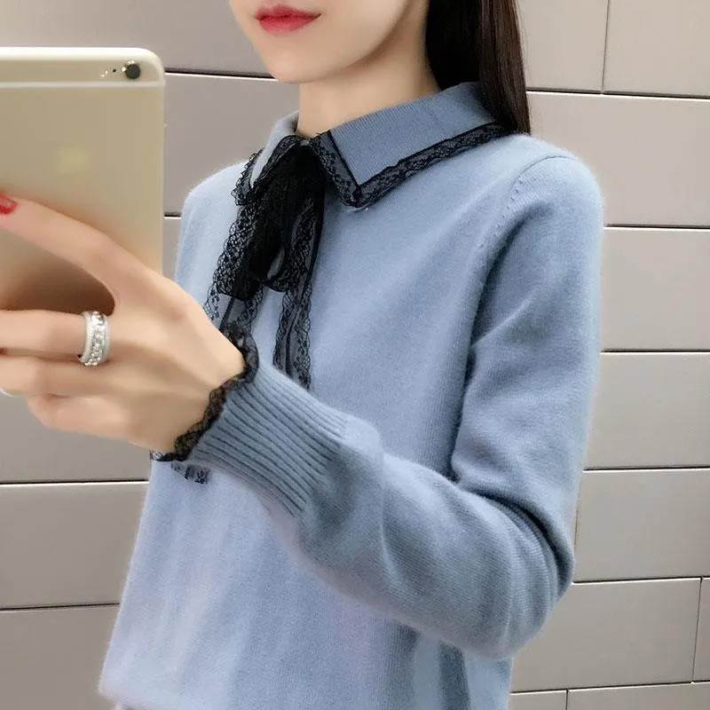 METAVERSMALL New new women's autumn clothing with long-sleeved knitted sweater with a very fairy base, Korean version of loose foreign style top