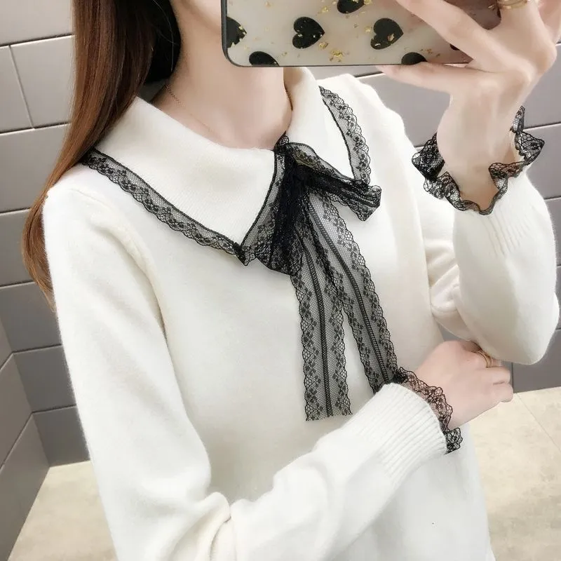 METAVERSMALL New new women's autumn clothing with long-sleeved knitted sweater with a very fairy base, Korean version of loose foreign style top