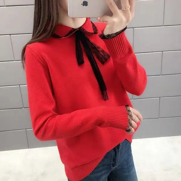 METAVERSMALL New new women's autumn clothing with long-sleeved knitted sweater with a very fairy base, Korean version of loose foreign style top