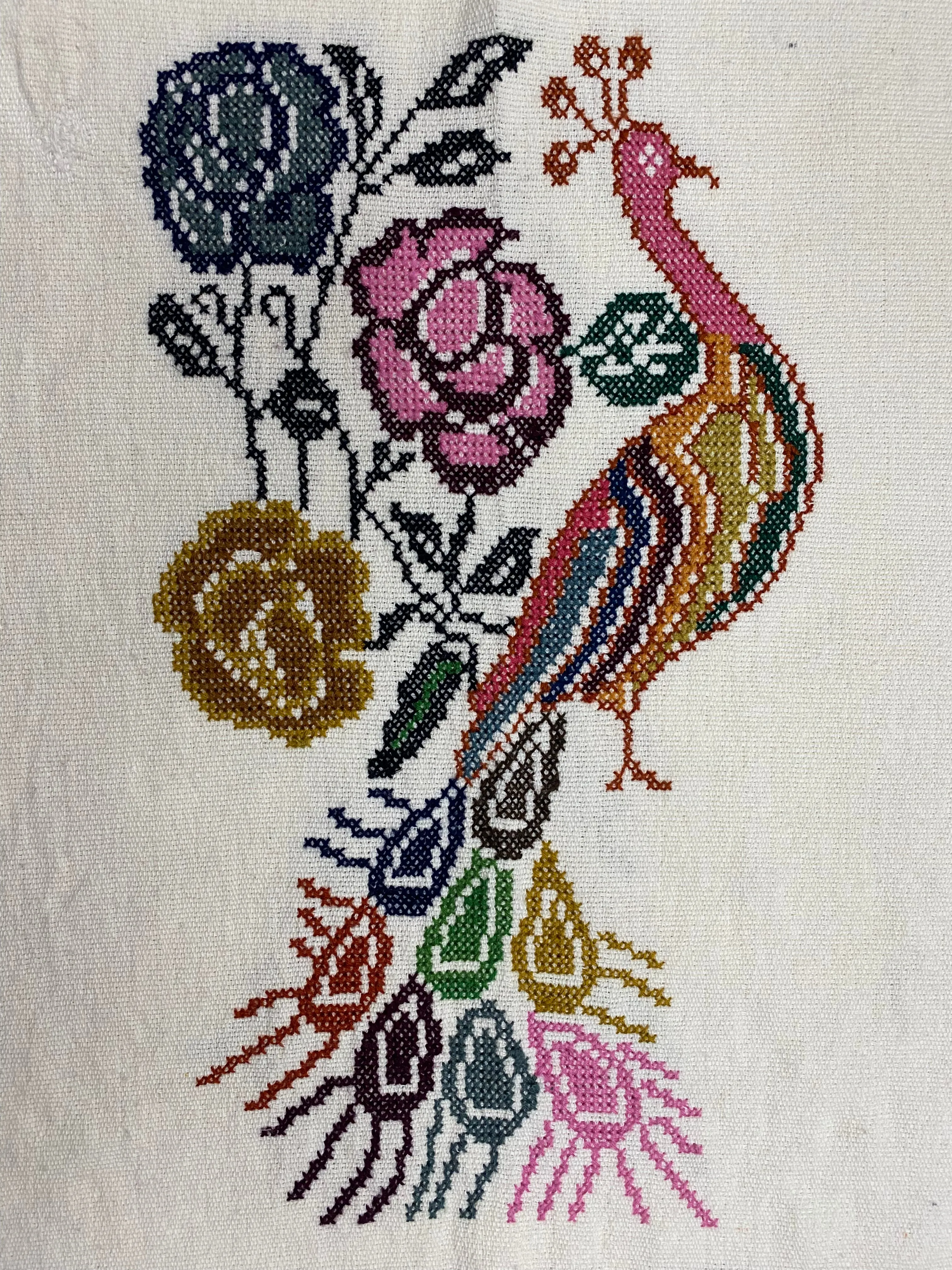 Mexican Peacock Poncho White