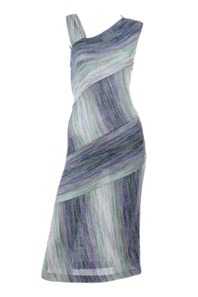 Missoni Metallic Stretch Knit Dress w/ Asymmetrical Striped Design 6/8