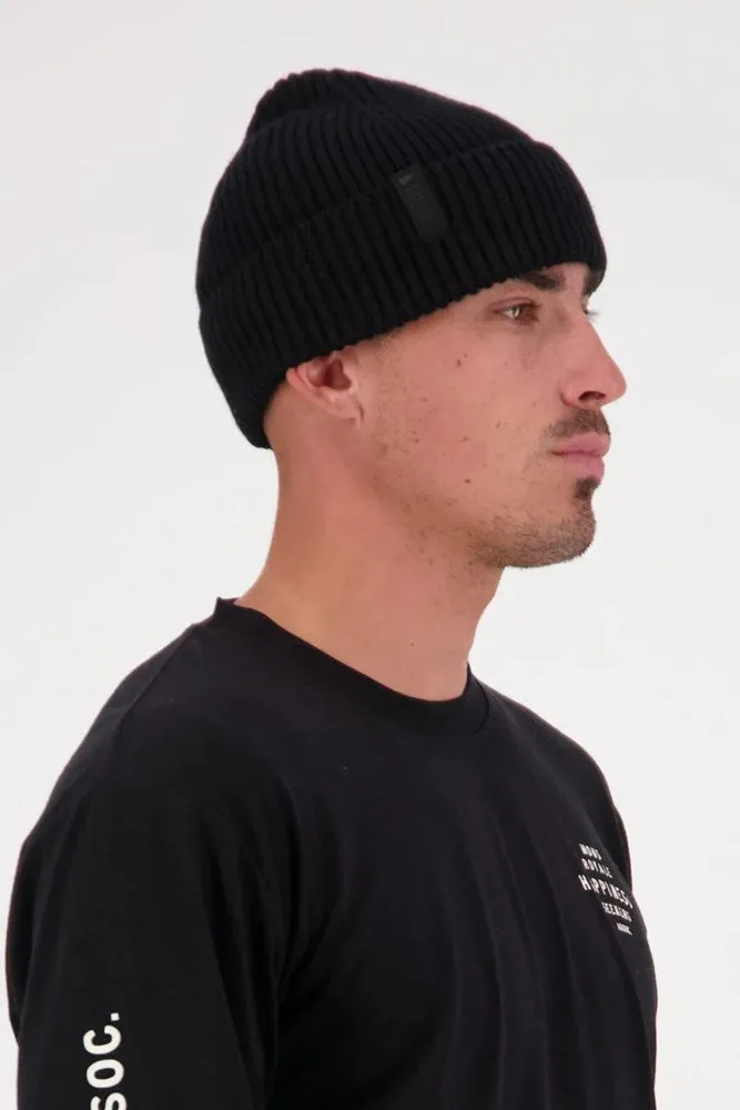 Mons Royale Fjord Merino Beanie - Black