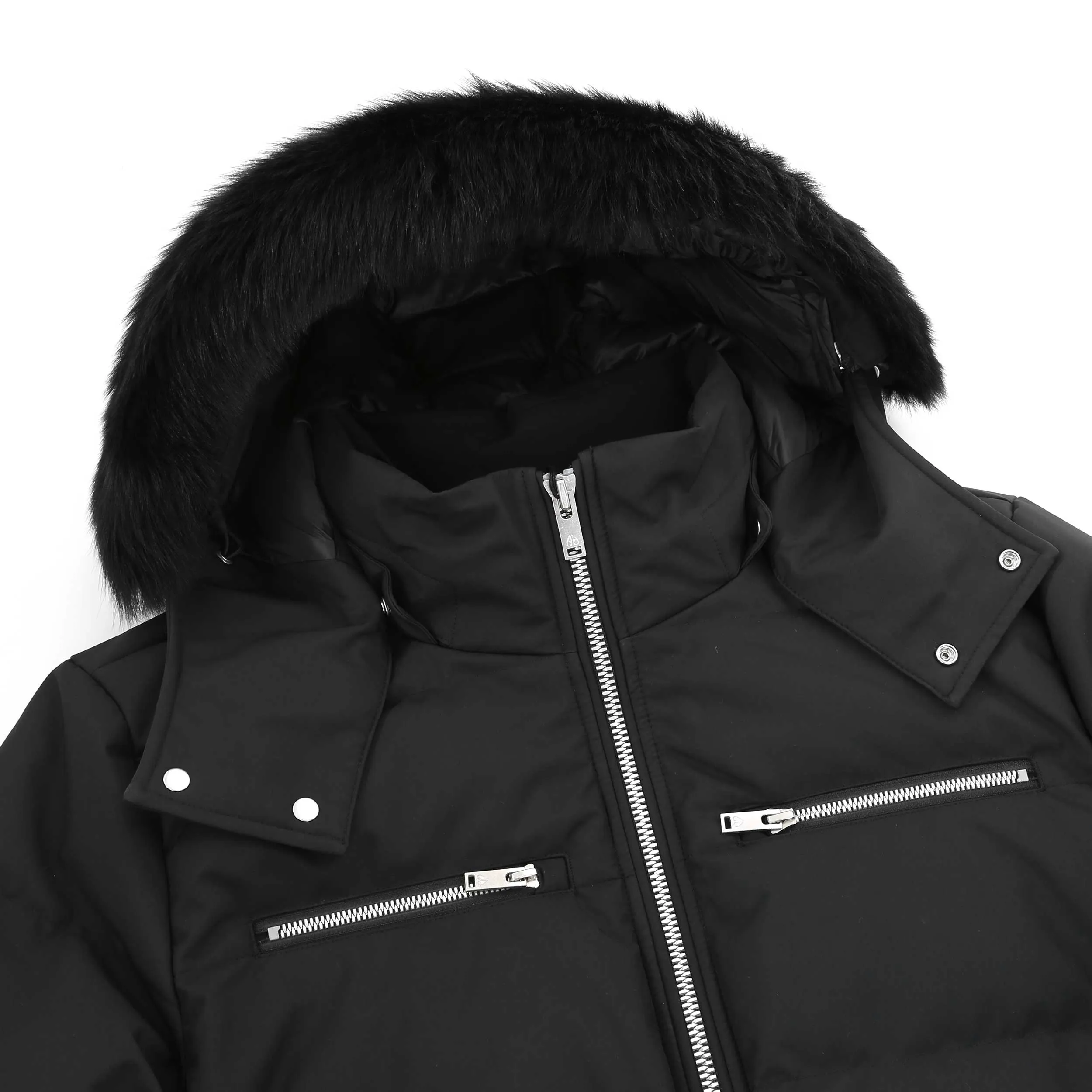 Moose Knuckles Cloud Bomber Neoshear Jacket in Black & Black Fur