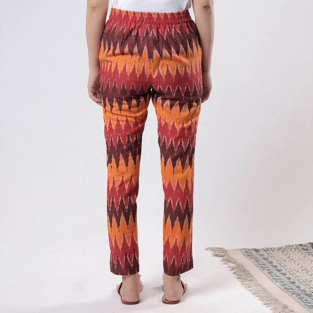 Multicolor - iTokri Casuals - Pochampally Ikat Cotton Tapered Casual Pant for Women