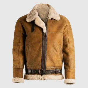 New Best Quality Mens Aviator Shearling Brown Leather Jacket