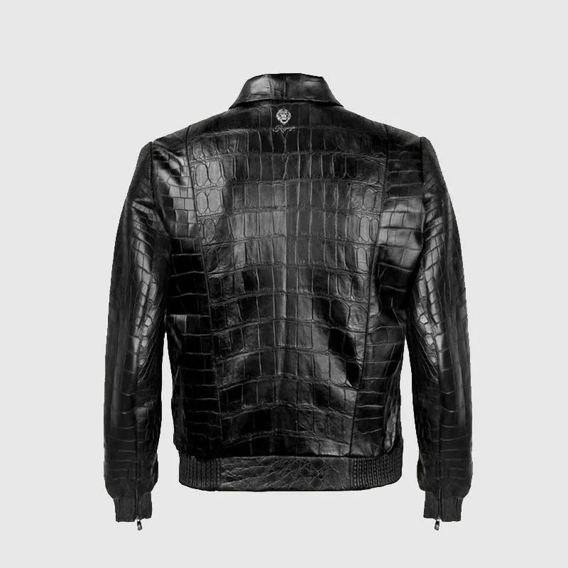 New High Quality Crocodile Mens Leather Jacket