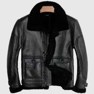 New Sheepskin Shearling Leather Jacket Man Genuine Quality