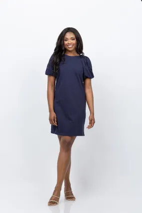 Nic   Zoe Statement Sleeve T-Shirt Dress in Indigo