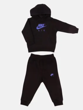 Nike Baby Air 2-piece Hoodie and Joggers Tracksuit with Purple Logo - Black