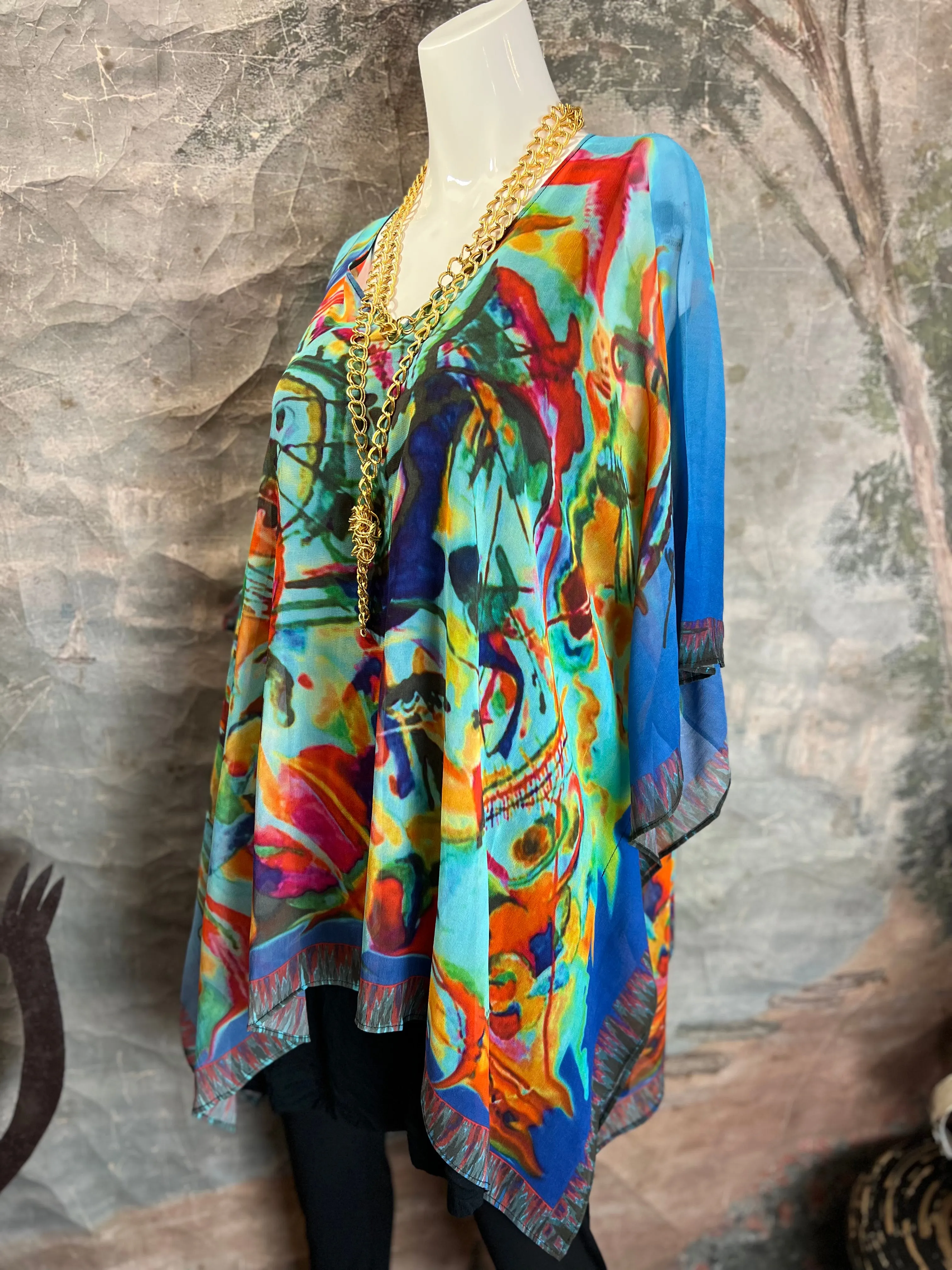 NLP-452KA Kandinsky Silk Poncho