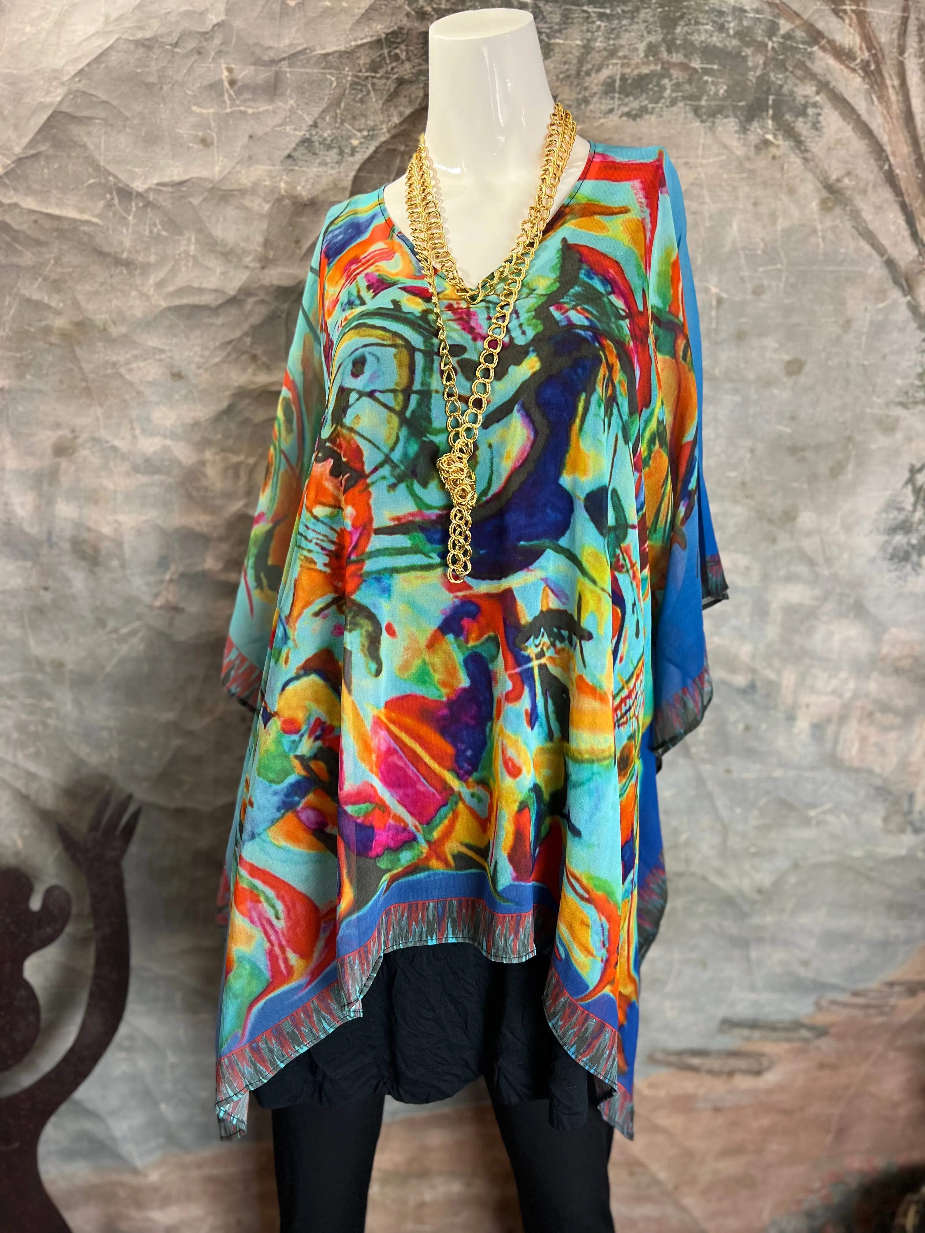 NLP-452KA Kandinsky Silk Poncho