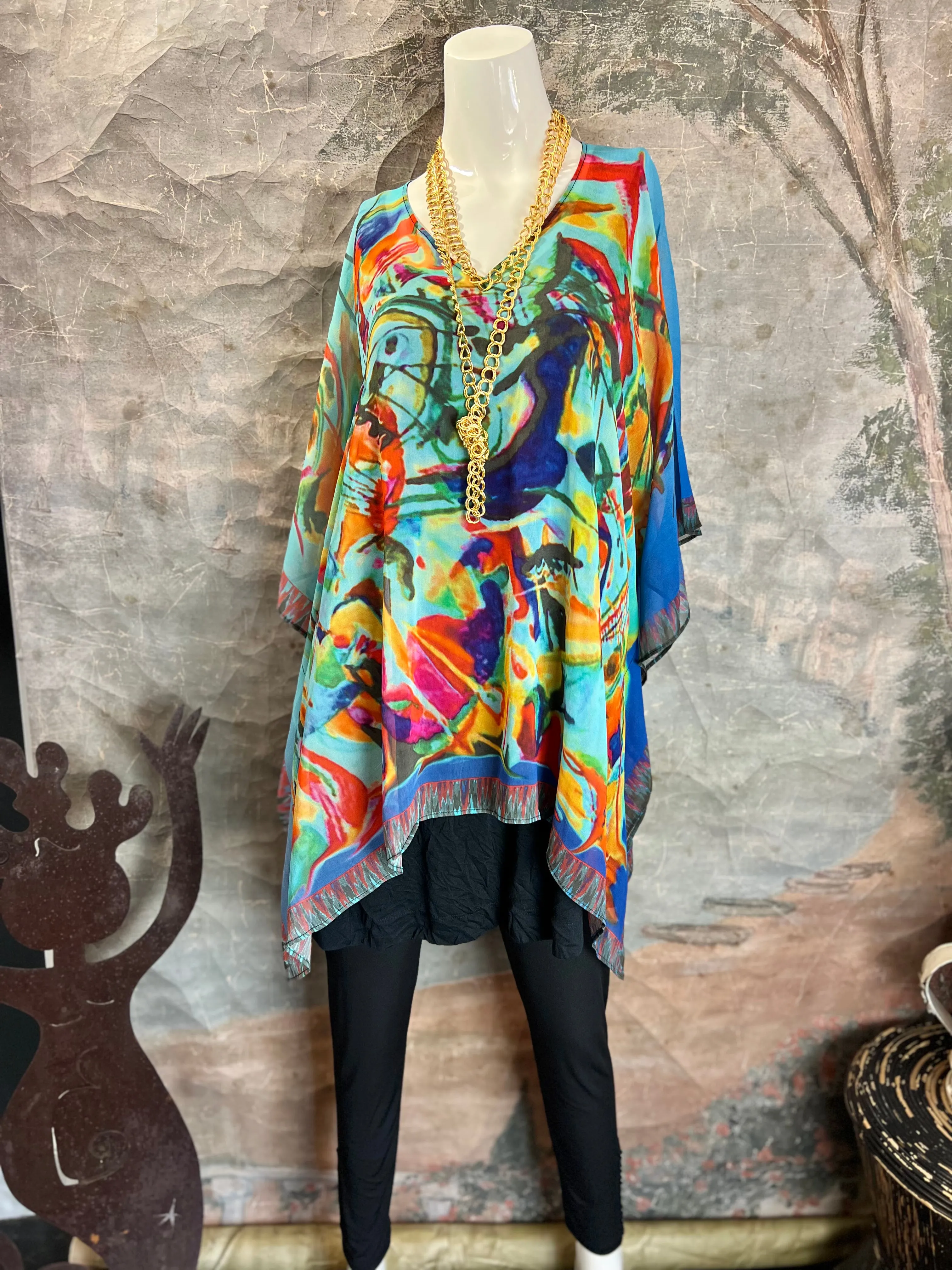 NLP-452KA Kandinsky Silk Poncho