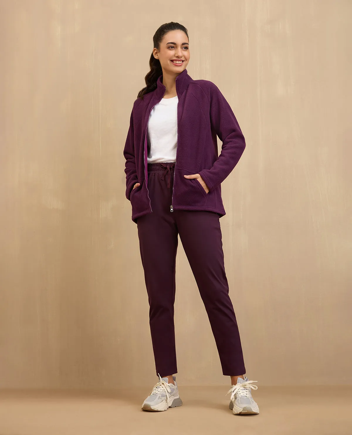 NYKD By Nykaa Cozy Sherpa Front open Jacket-NYLE701-Grape