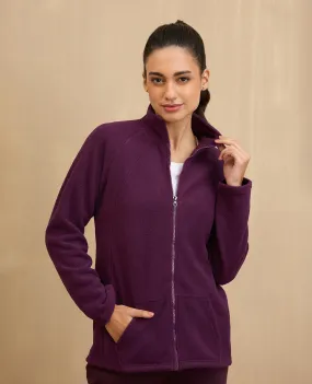 NYKD By Nykaa Cozy Sherpa Front open Jacket-NYLE701-Grape