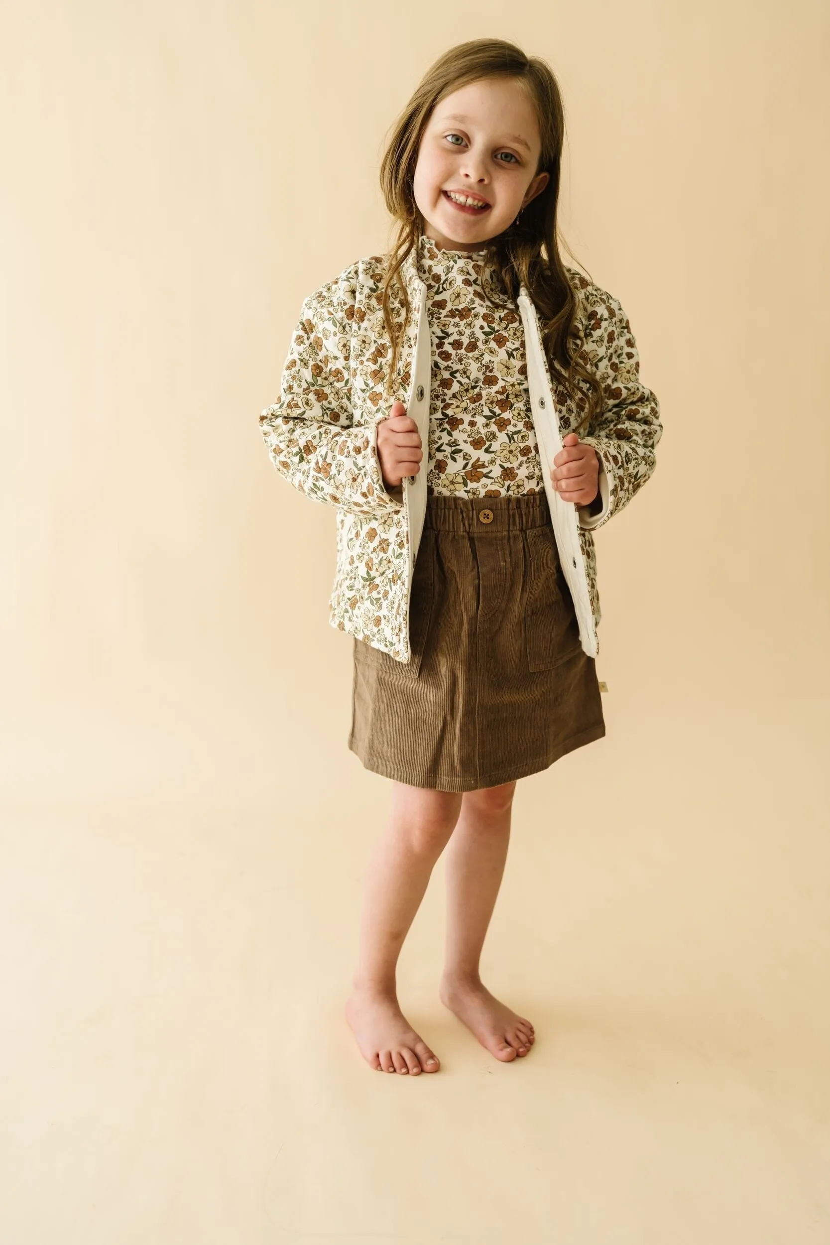 Organic Quilted Button Jacket | Daffodil