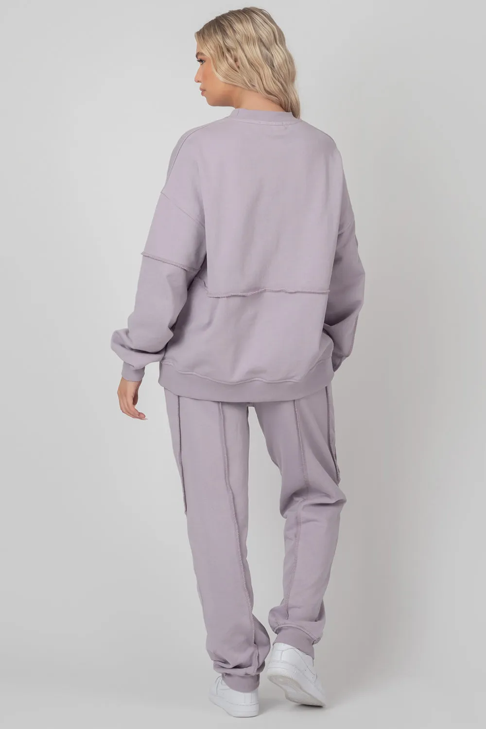 Oversized Fit Raw Edge Joggers Lilac