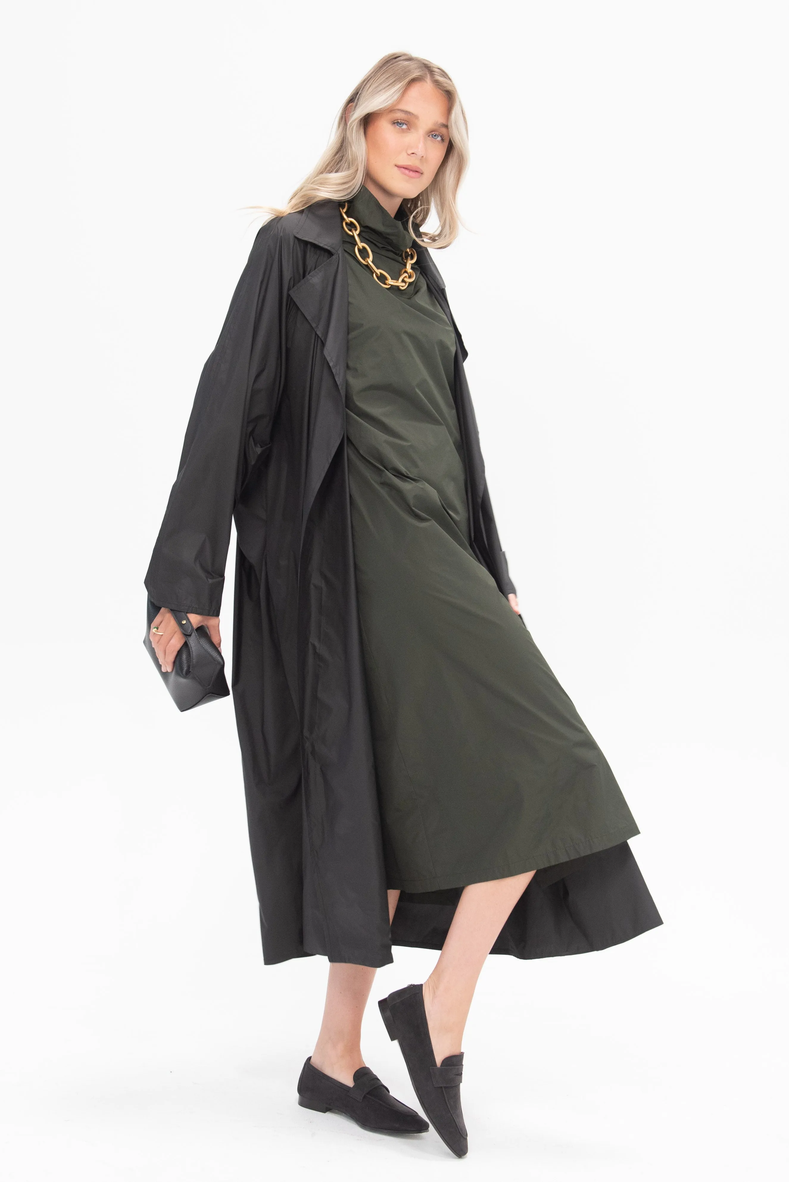 Oversized Trench Coat with Flap, Nerone