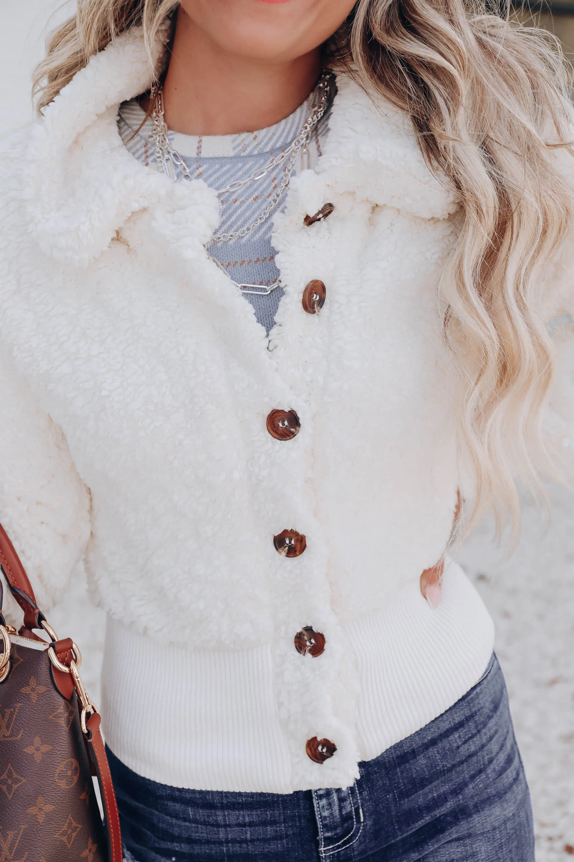 Ovis Cropped Sherpa Jacket - Cream