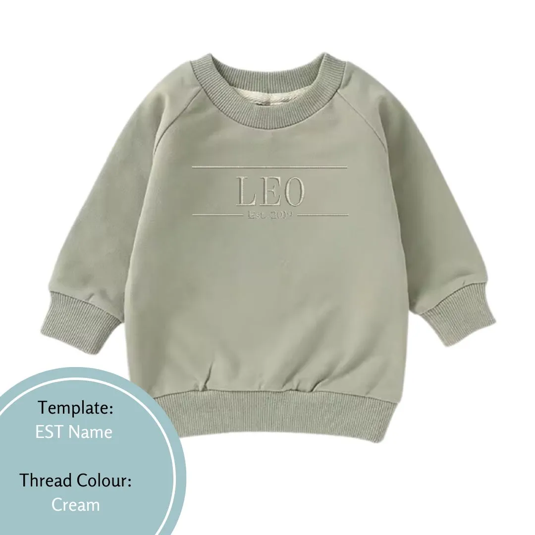 Personalised Name and EST Baby and Toddler Crewnecks