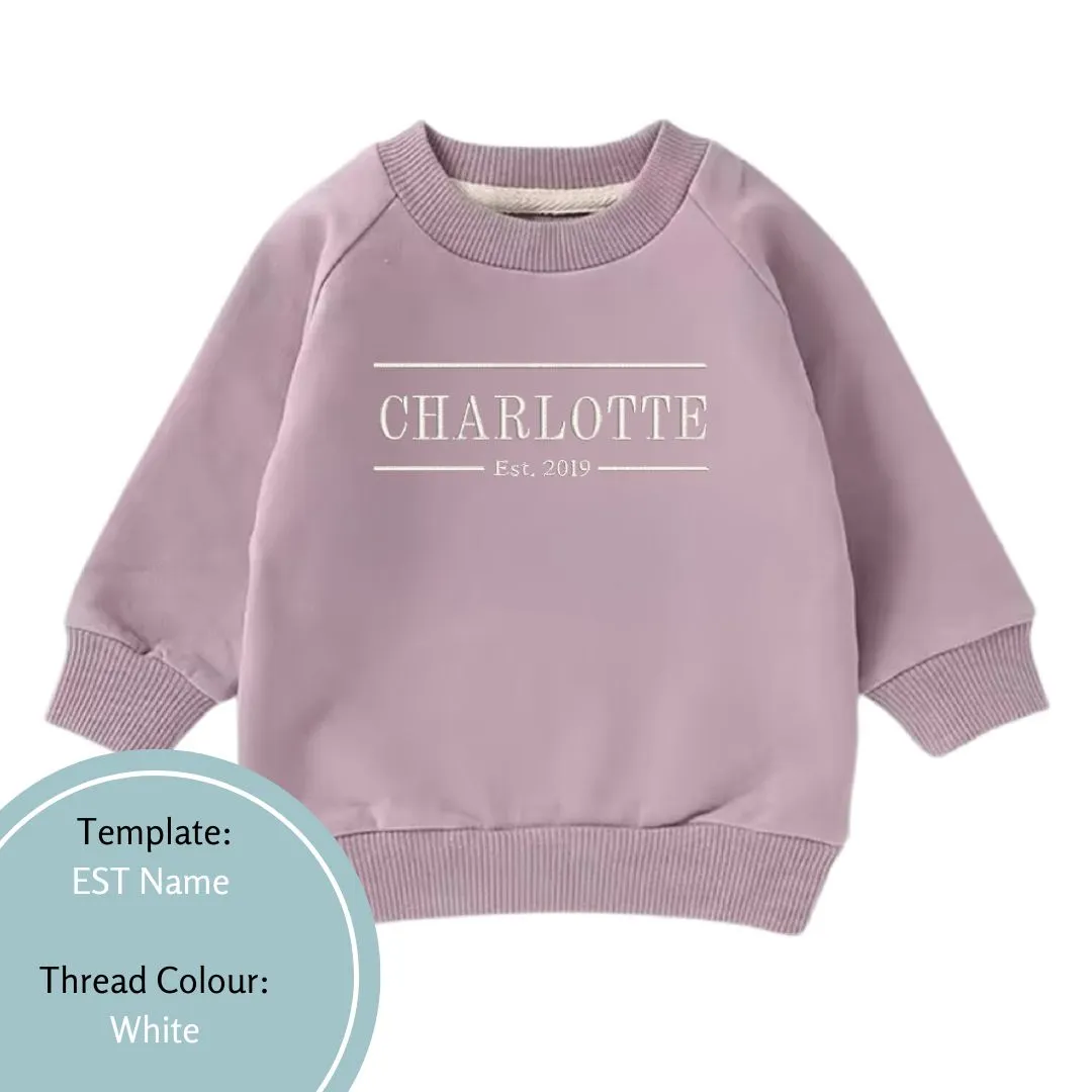 Personalised Name and EST Baby and Toddler Crewnecks