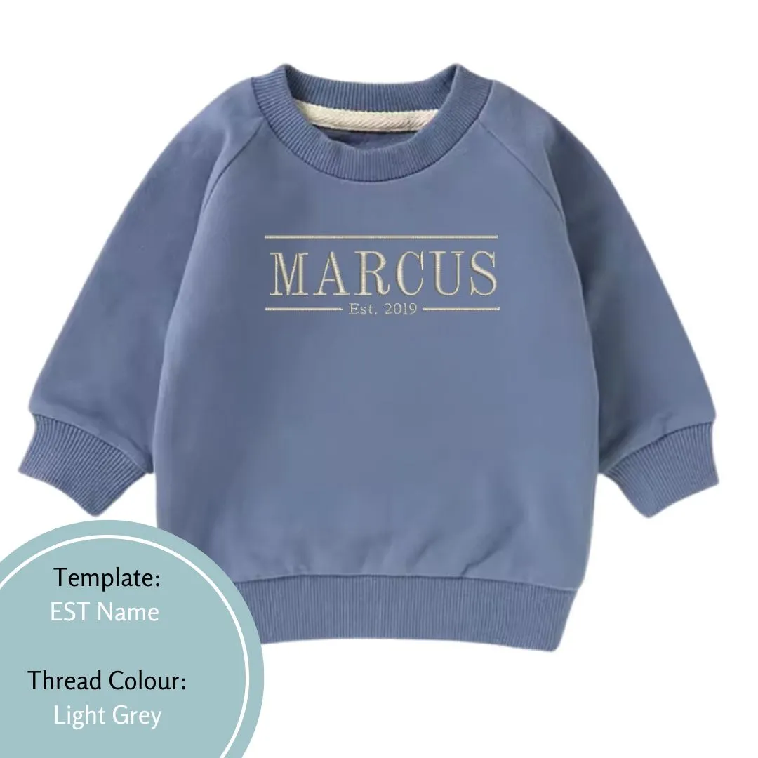 Personalised Name and EST Baby and Toddler Crewnecks