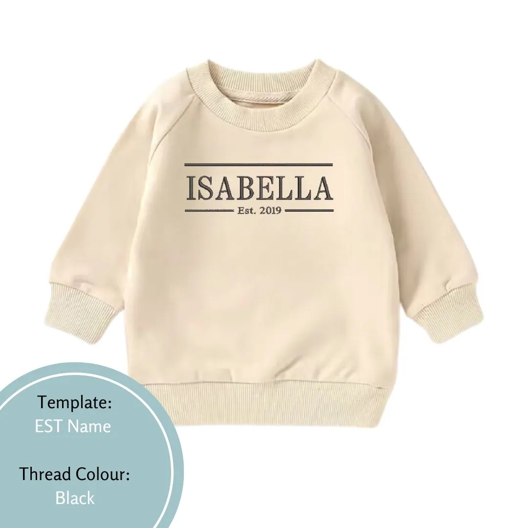 Personalised Name and EST Baby and Toddler Crewnecks