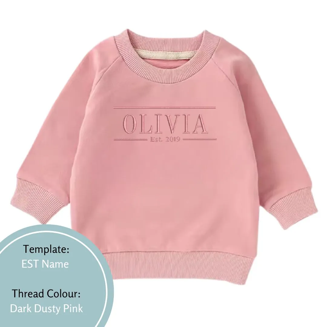 Personalised Name and EST Baby and Toddler Crewnecks