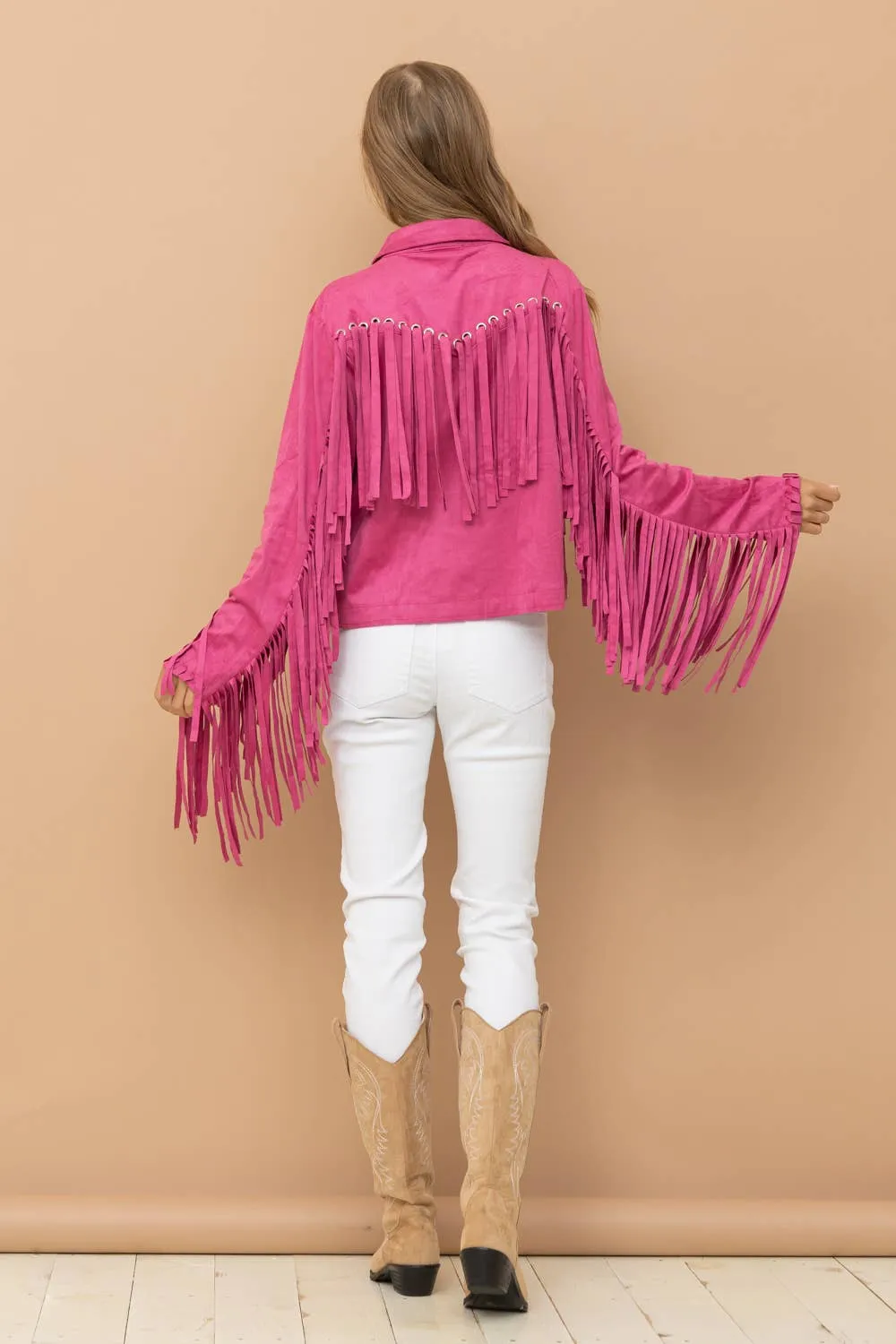 Persuedesively Pink Fringe Jacket