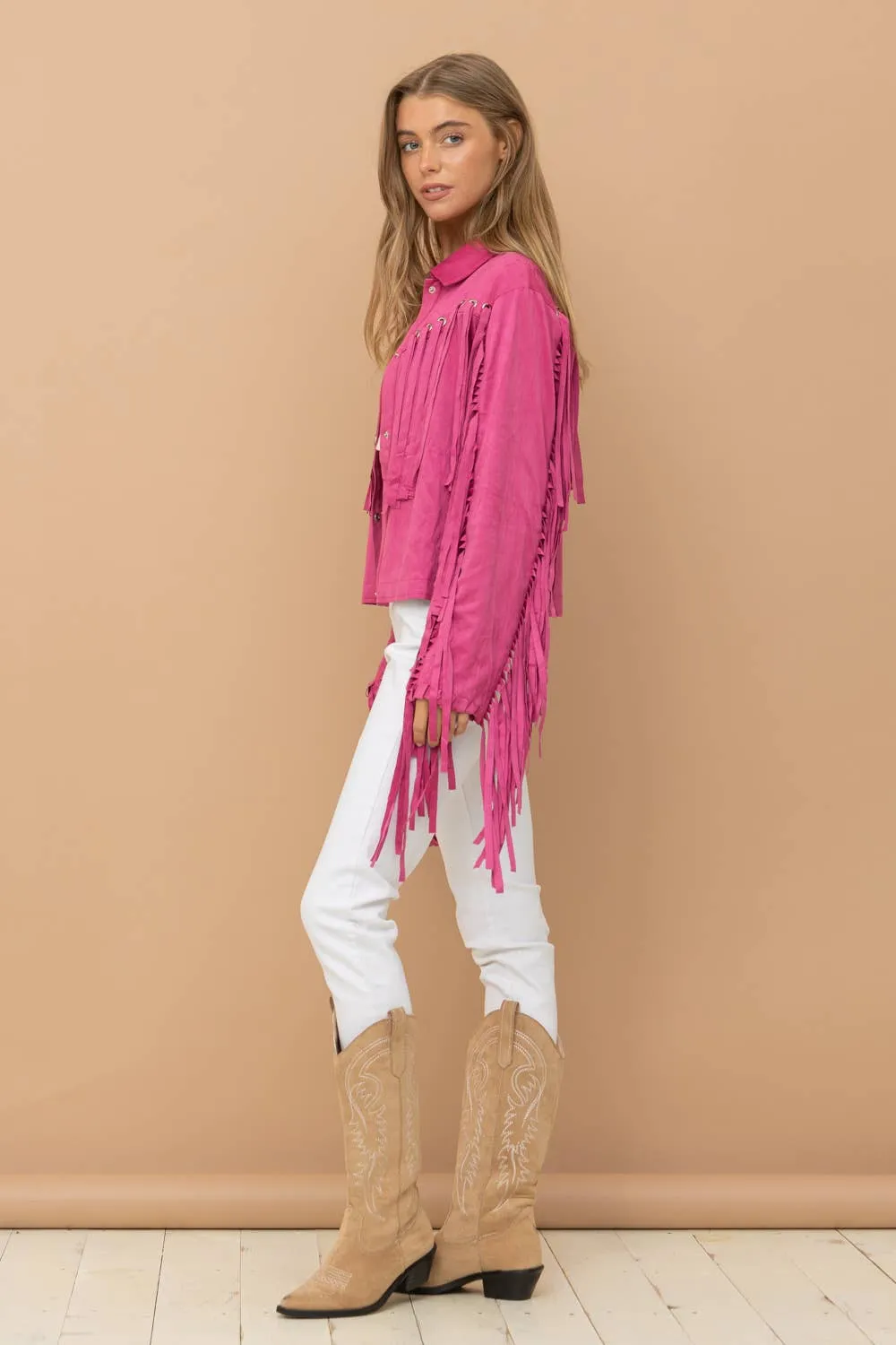 Persuedesively Pink Fringe Jacket