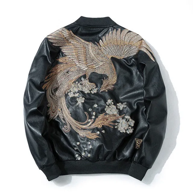 Phoenix Embroidery Hooded Pullover Sweatshirt