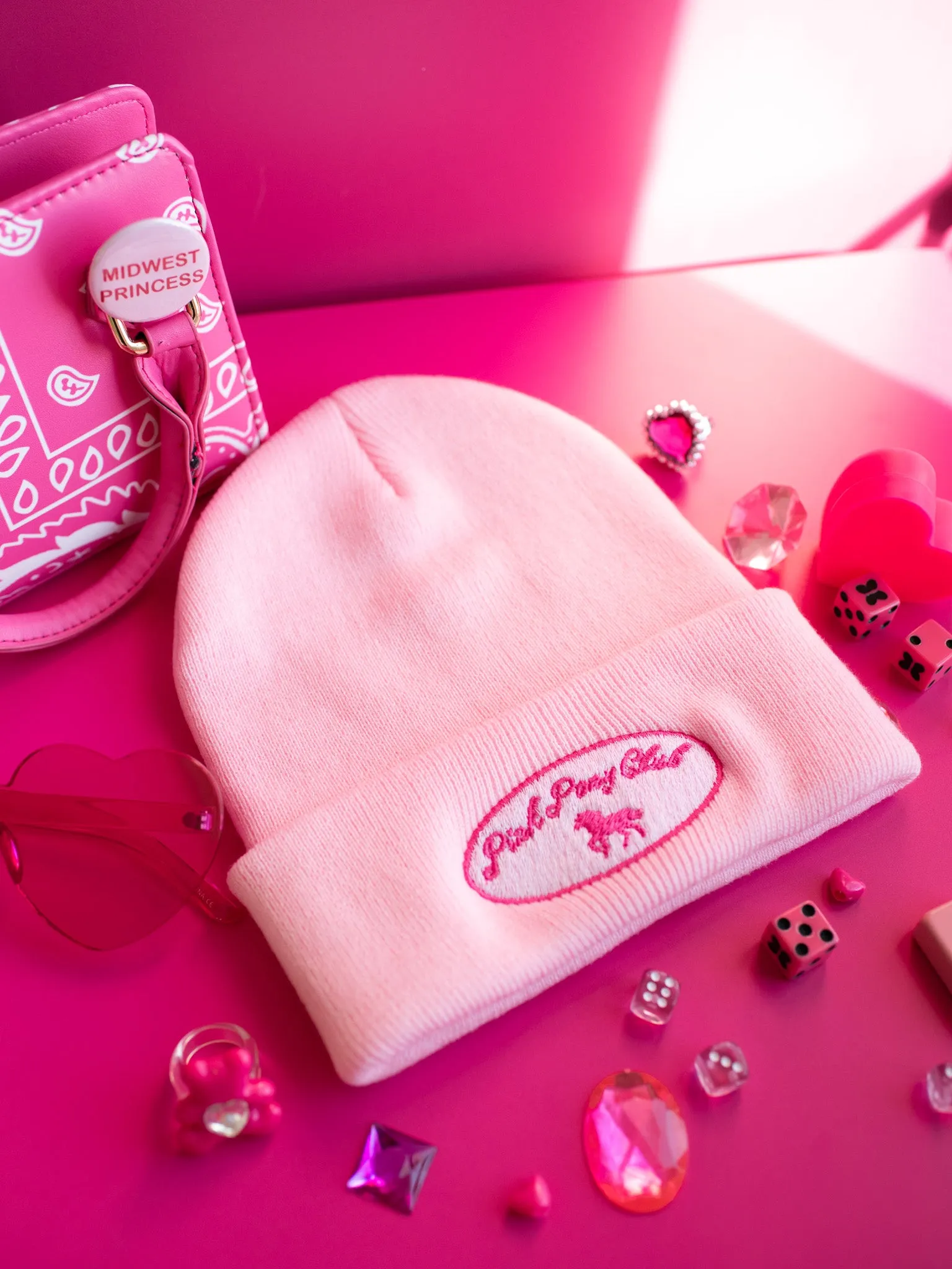 Pink Pony Club Embroidered Beanie