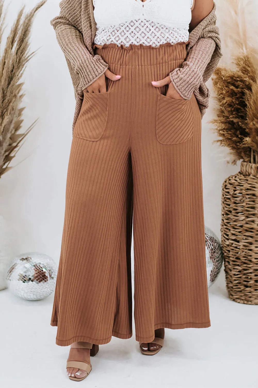 Plus Size Wide Leg Pants with Pockets