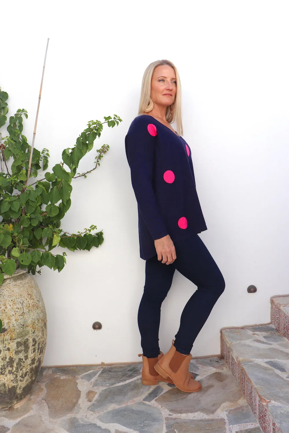 Polka Dot Navy Sweater