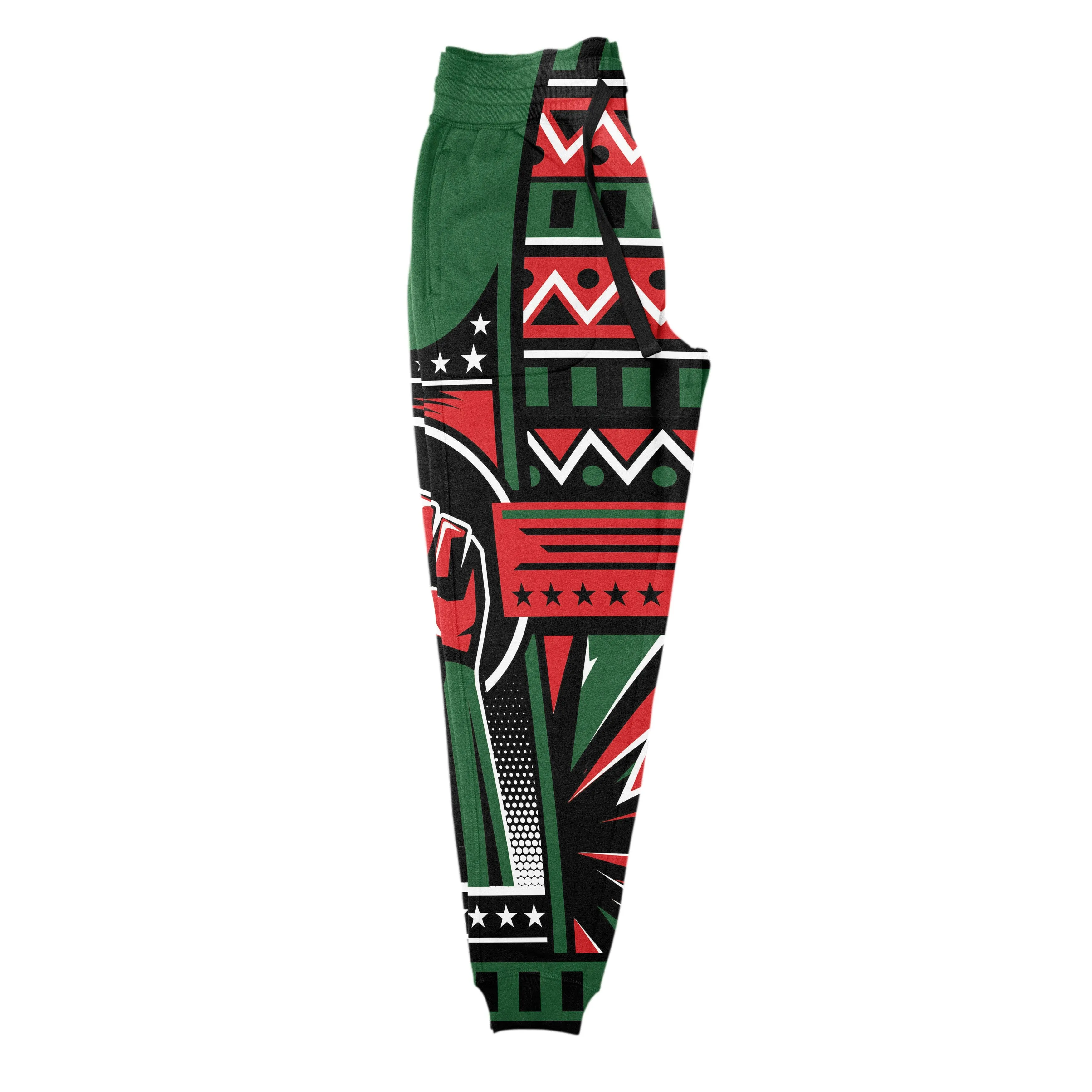 Power Fist And Patterns In Pan African Colors All-over Hoodie And Joggers Set